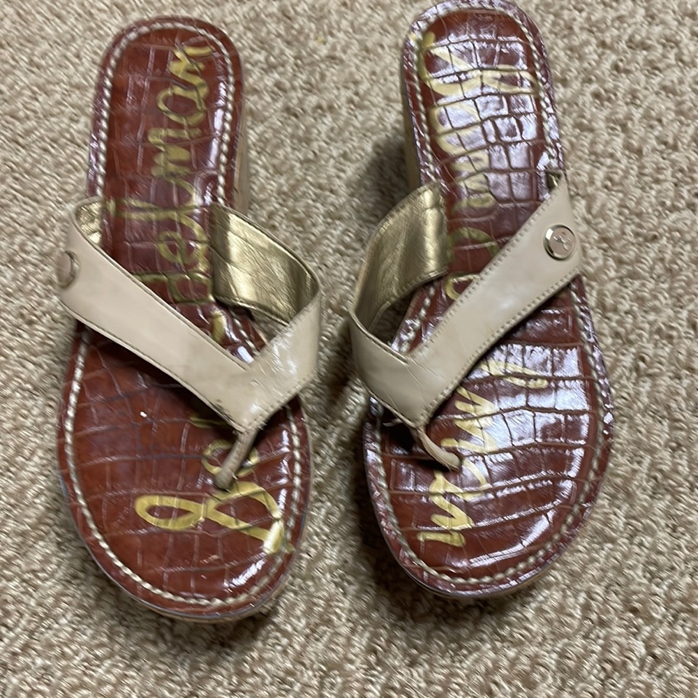 Sam Edelman tan wedge sandals size 5